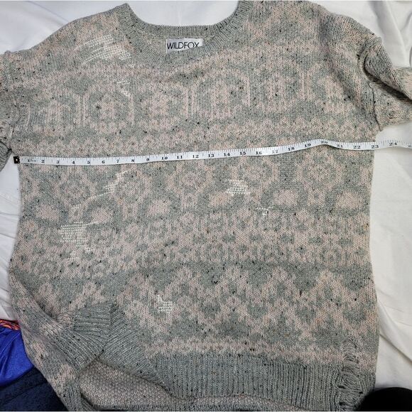 WILDFOX built in a day distressed Venice Canal oversized pink gray sweater XS - Picture 9 of 11